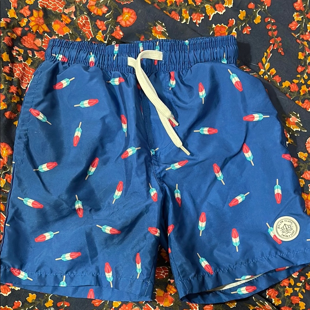 Blue Swim Shorts with Popsicle Print size 7
